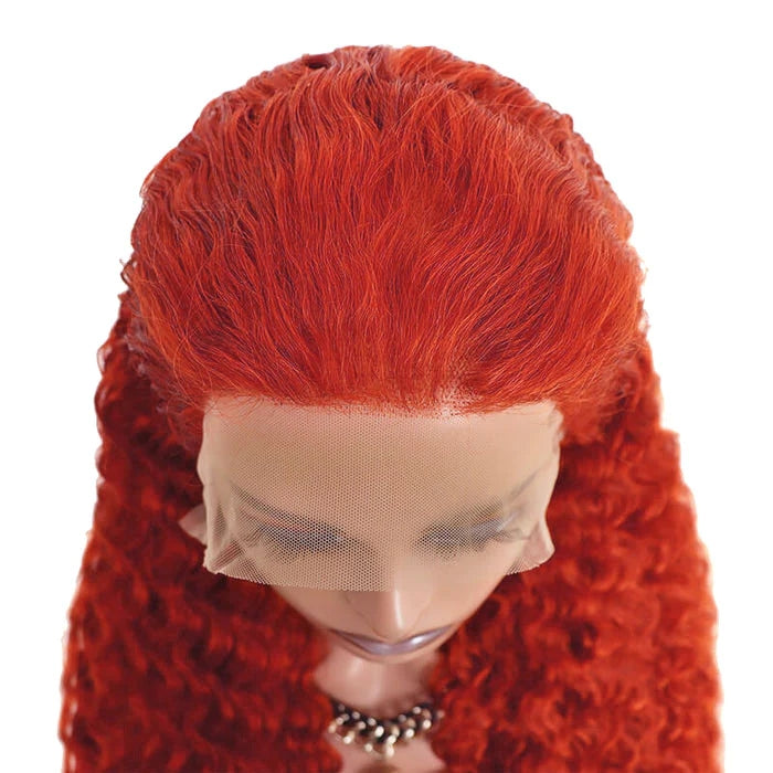 ZSFOQQ Orange #350 Deep Wave 13x4 Lace Wig Frontal Wig Pre Plucked For Women.