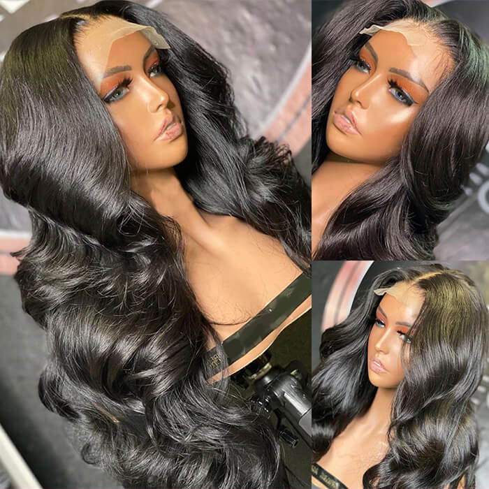 ZSFOQQ Density 200% Body Wave HD 5X5 Lace Closure Wigs Invisible HD Lace Closure Wigs