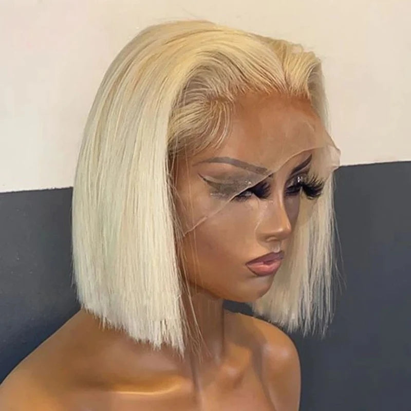 ZSFOQQ Short 613 Blonde Bob Wig With Baby Hair Human Hair Wigs.