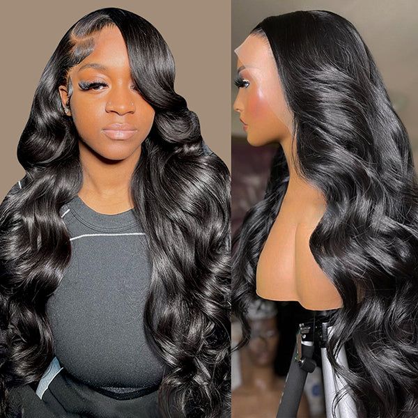 ZSFOQQ Glueless Human Hair Wig Transparent 360 Lace Front Body Wave Wigs Pre Plucked with Baby Hair.