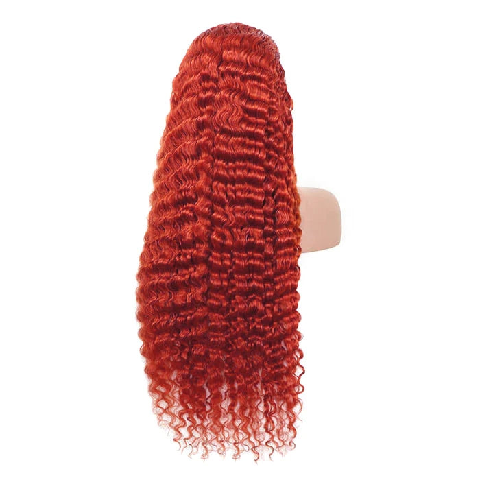 ZSFOQQ Orange #350 Deep Wave 13x4 Lace Wig Frontal Wig Pre Plucked For Women.