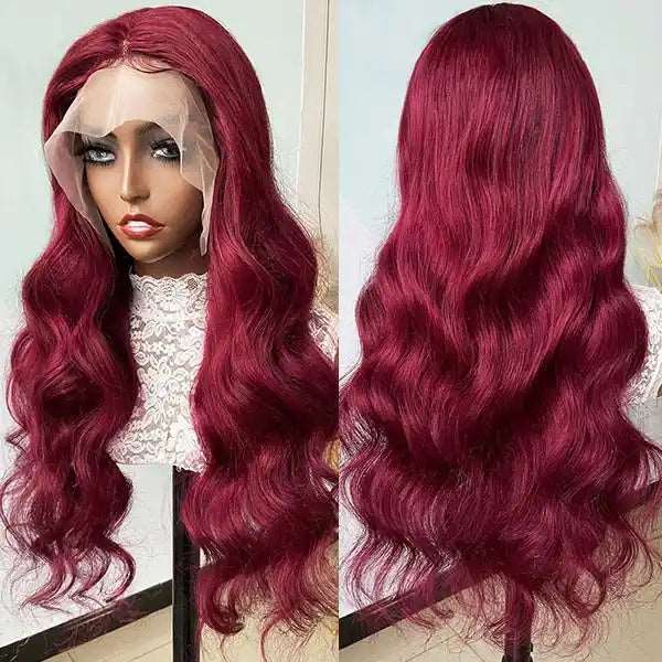 ZSFOQQ Hair 99j Colored 13x4 5x5 HD Lace Frontal Closure Body Wave Wigs Human Hair Wigs