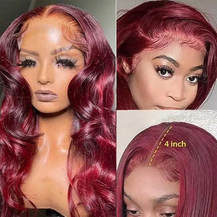 ZSFOQQ Hair 99j Colored 13x4 5x5 HD Lace Frontal Closure Body Wave Wigs Human Hair Wigs