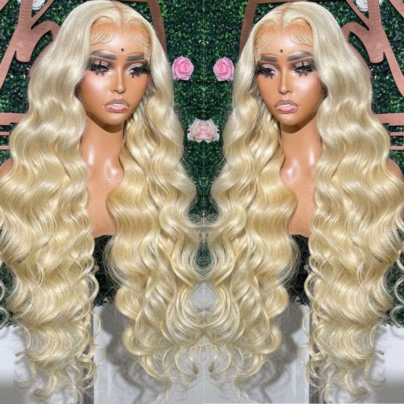 ZSFOQQ Barbie Wig 5x5 HD Lace 613 Blonde Glueless Closure Wigs Body Wave Human Hair Wig 32 Inch 200% Density