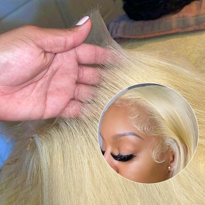 ZSFOQQ 613 Blonde Straight Hair 13x4 HD Lace Front Wig Pre Plucked Long 40 Inch Human Hair Wigs Glueless HD Lace Wig