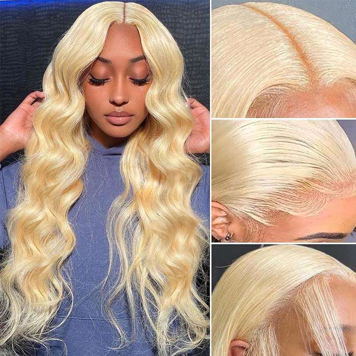 ZSFOQQ Barbie Wig 5x5 HD Lace 613 Blonde Glueless Closure Wigs Body Wave Human Hair Wig 32 Inch 200% Density