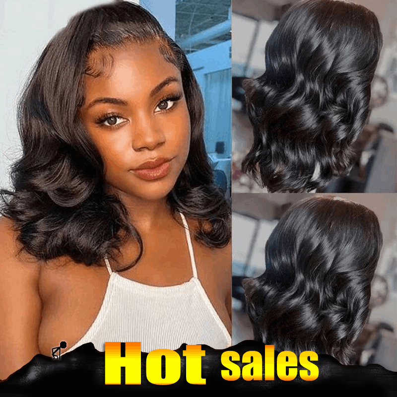 ZSFOQQ Body Wave Wear & Go Bob Wig Pre Cut Short Lace Front Wig Glueless HD Lace Human Hair Wigs