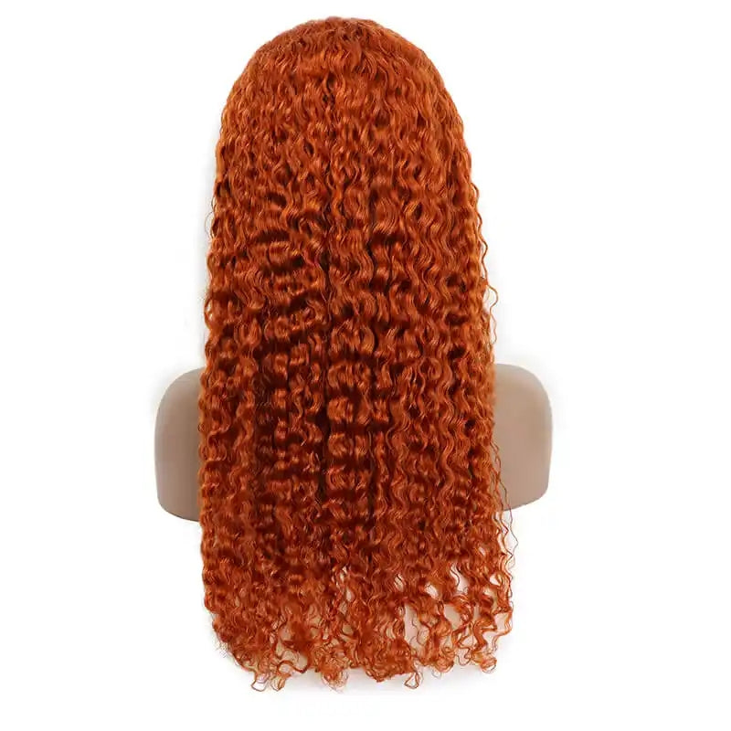 ZSFOQQ Hair Ginger Orange Curly 13x4 HD Transparent Lace Front Wig Jerry Curly Colored Wigs Human Hair Wigs