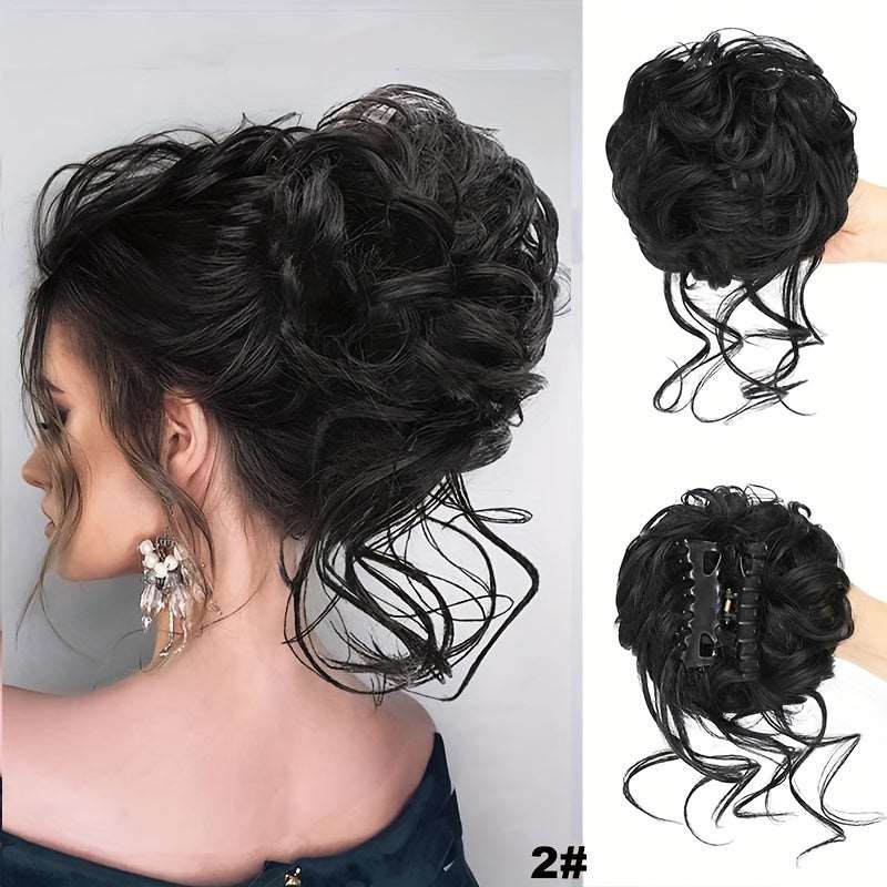 ZSFOQQ Claw Clip Messy Bun Hairpieces for Women Tousled Updo Ponytail Synthetic Curly Wavy Bun Hair