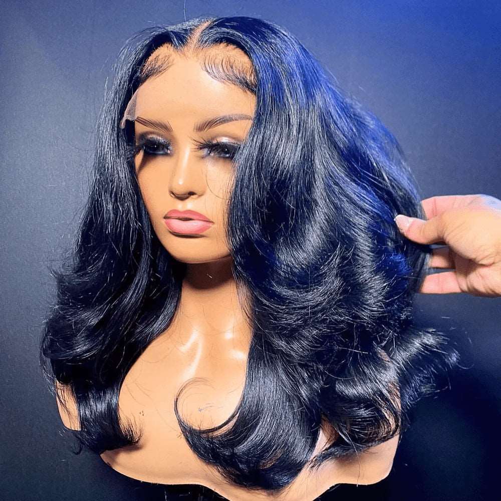 ZSFOQQ Body Wave Hair 4x4 Swiss HD Lace Closure Wigs Pre Plucked Natural Color.