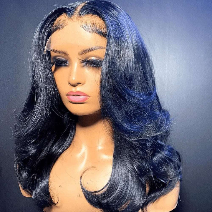 ZSFOQQ Body Wave Hair 4x4 Swiss HD Lace Closure Wigs Pre Plucked Natural Color.