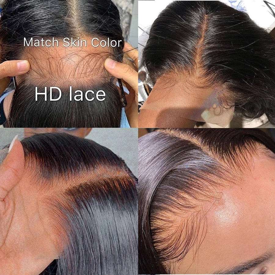 ZSFOQQ 13x4 HD Lace Front Straight Wigs Ready To Go Glueless Human Hair Wigs