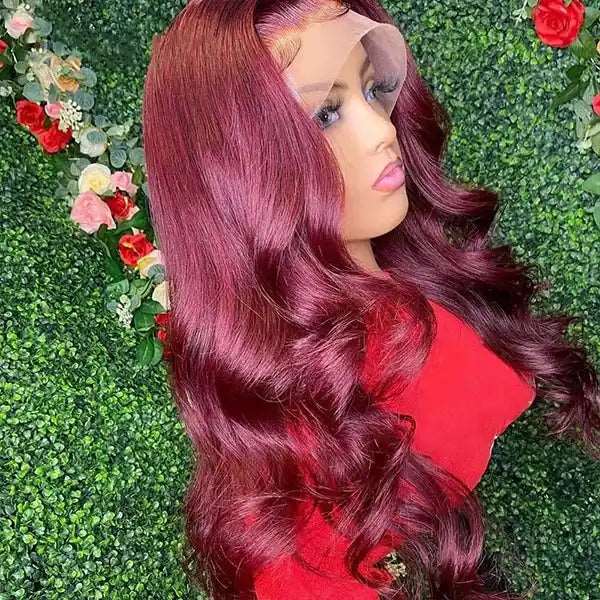 ZSFOQQ Hair 99j Colored 13x4 5x5 HD Lace Frontal Closure Body Wave Wigs Human Hair Wigs