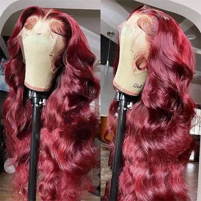 ZSFOQQ Hair 99j Colored 13x4 5x5 HD Lace Frontal Closure Body Wave Wigs Human Hair Wigs