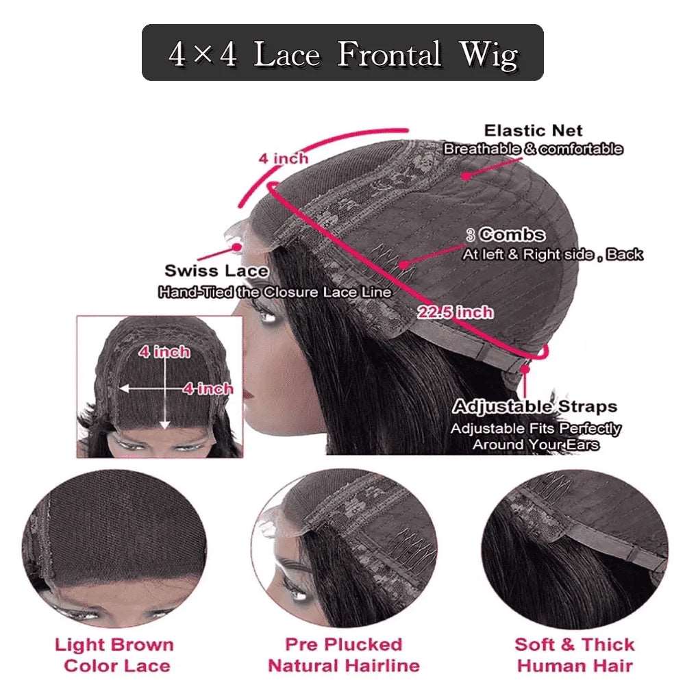 ZSFOQQ Chocolate Brown #4 Body Wave 13x4 Lace Wig Frontal Wig For Women.