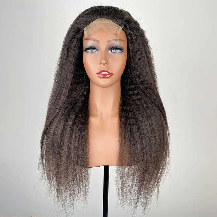 ZSFOQQ HD Lace Yaki Straight Hair 4x4 Lace Closure Wig Human Hair Skin Melt.