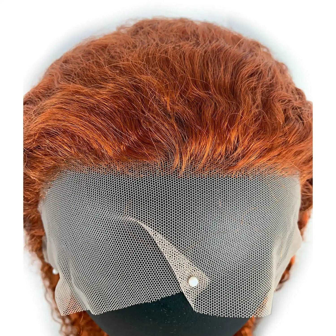 ZSFOQQ Hair Ginger Orange Curly 13x4 HD Transparent Lace Front Wig Jerry Curly Colored Wigs Human Hair Wigs