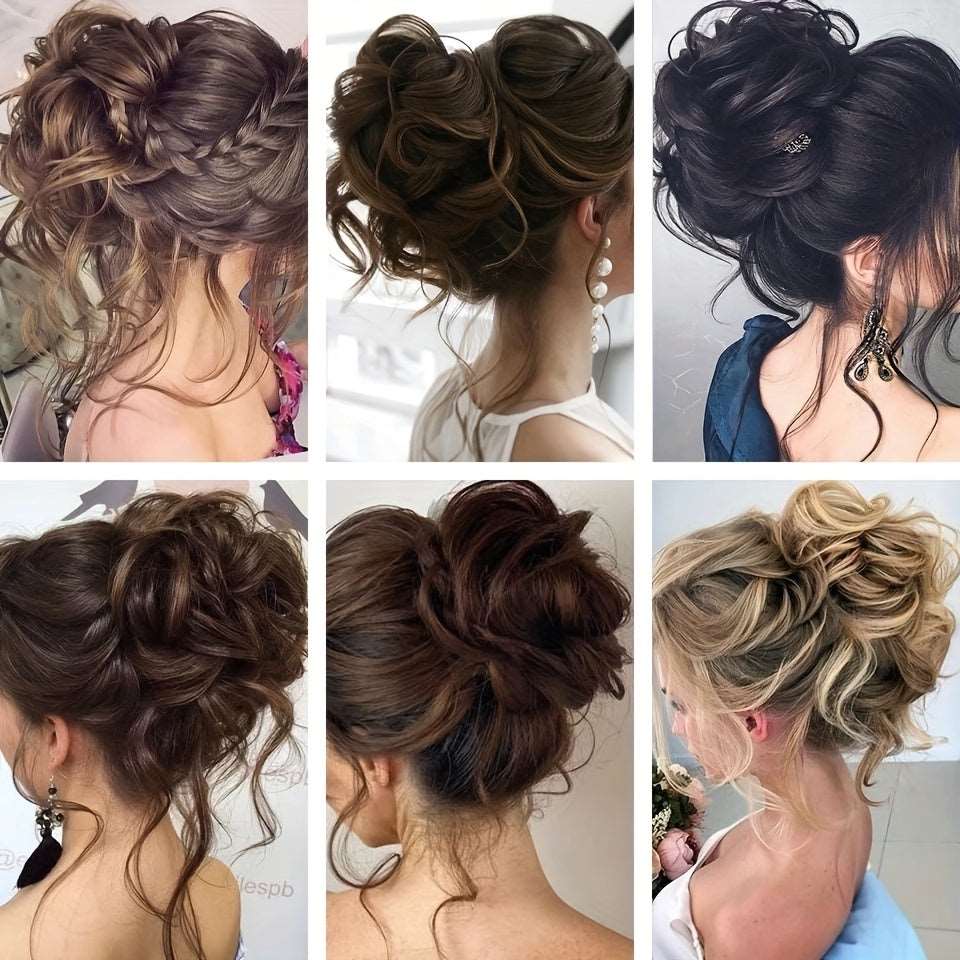 ZSFOQQ Claw Clip Messy Bun Hairpieces for Women Tousled Updo Ponytail Synthetic Curly Wavy Bun Hair