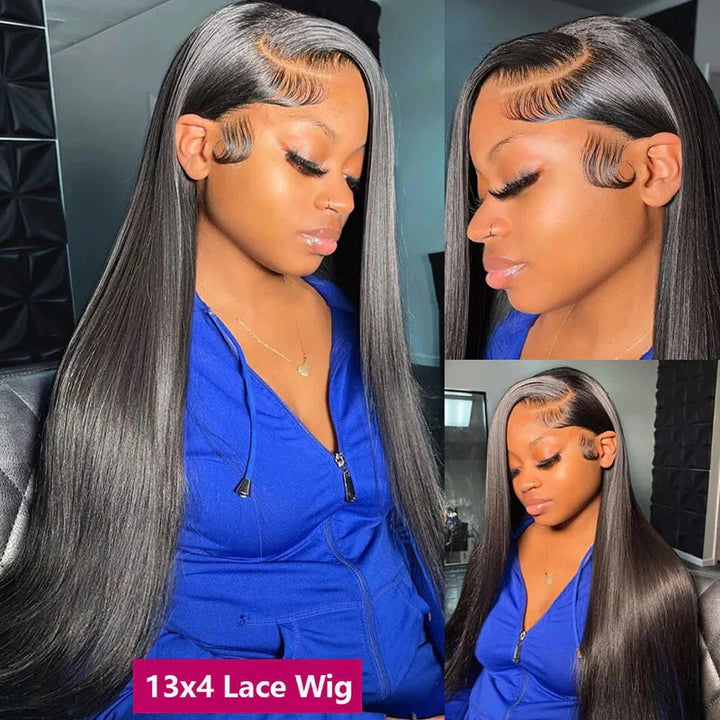 ZSFOQQ Straight Lace Front Wigs HD Lace Wig Straight Human Hair Wig Invisible 13x4 Lace Front Wig