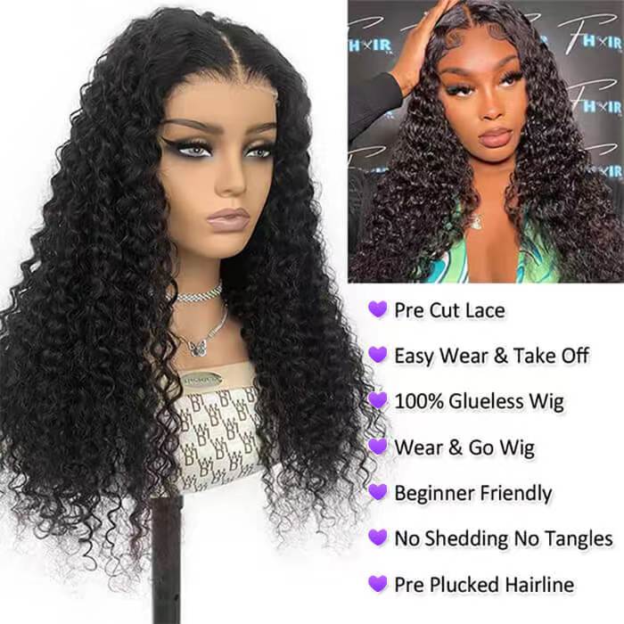 Curly Hair 4x4 5x5 Pre Cut HD Lace Closure Human Hair Wigs Ready & Go Glueless Wigs ZSFOQQ HAIR