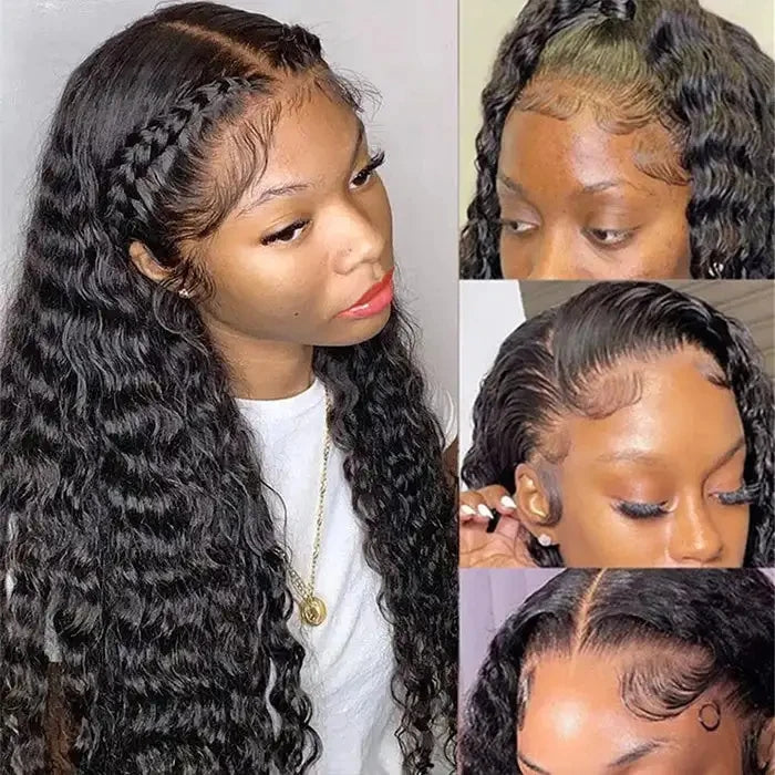 ZSFOQQ Hair Water Wave 360 HD Lace Frontal Wig Remy Hair Wet and Wavy Lace Front Wigs with Baby Hair Pre Plucked Hairline Human Hair Wig