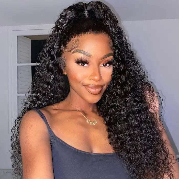 ZSFOQQ Hair Deep Wave Hair 360 HD Lace Wigs Ultra Soft HD Film Lace Wigs | Real HD Wig Human Hair Wig