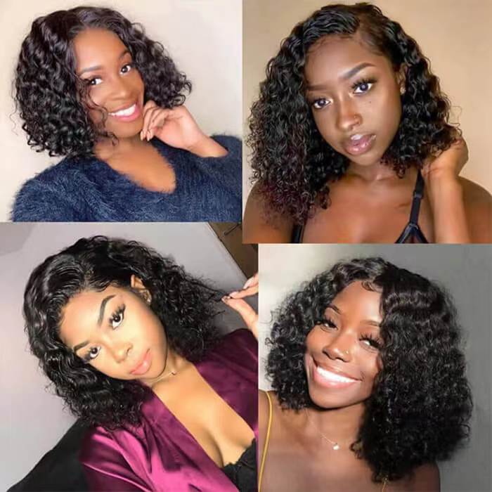 Deep Wave HD Lace Front Bob Wig Pre Plucked Human Hair Lace Wigs For Women ZSFOQQ HAIR