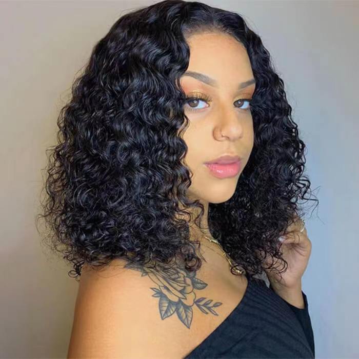 Deep Wave HD Lace Front Bob Wig Pre Plucked Human Hair Lace Wigs For Women ZSFOQQ HAIR