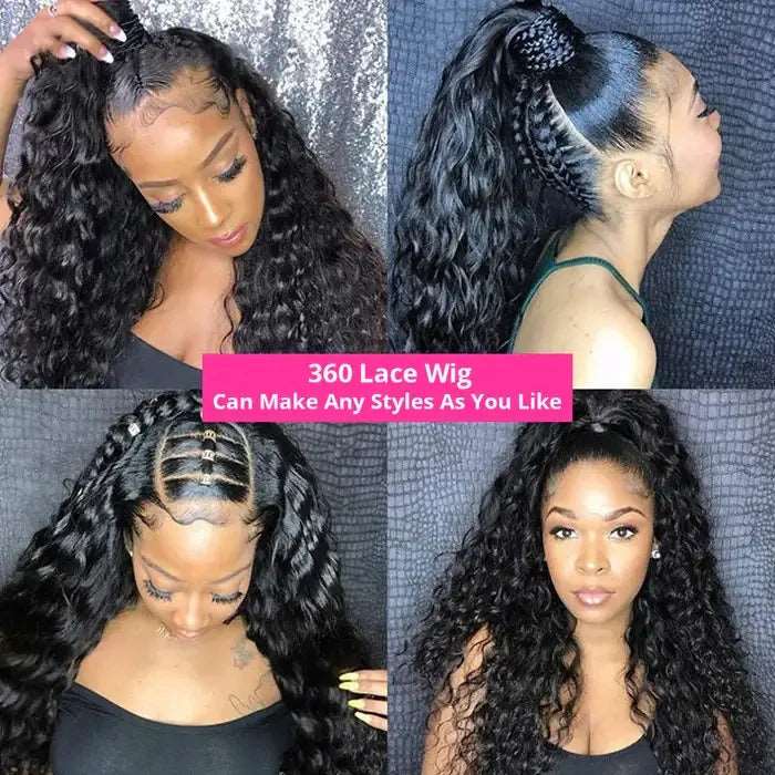 ZSFOQQ Hair Deep Wave Hair 360 HD Lace Wigs Ultra Soft HD Film Lace Wigs | Real HD Wig Human Hair Wig