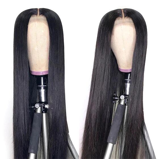 ZSFOQQ Hair 13*4 Transparent Lace Frontal Wig Straight Human Virgin Hair Natural Hairline.