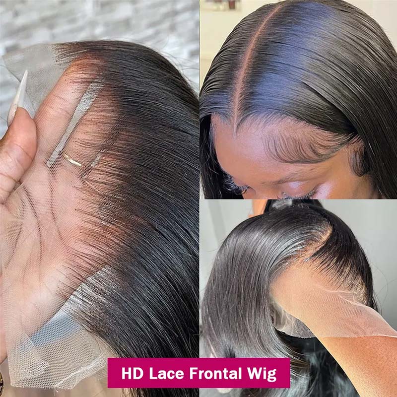 ZSFOQQ Straight Lace Front Wigs HD Lace Wig Straight Human Hair Wig Invisible 13x4 Lace Front Wig