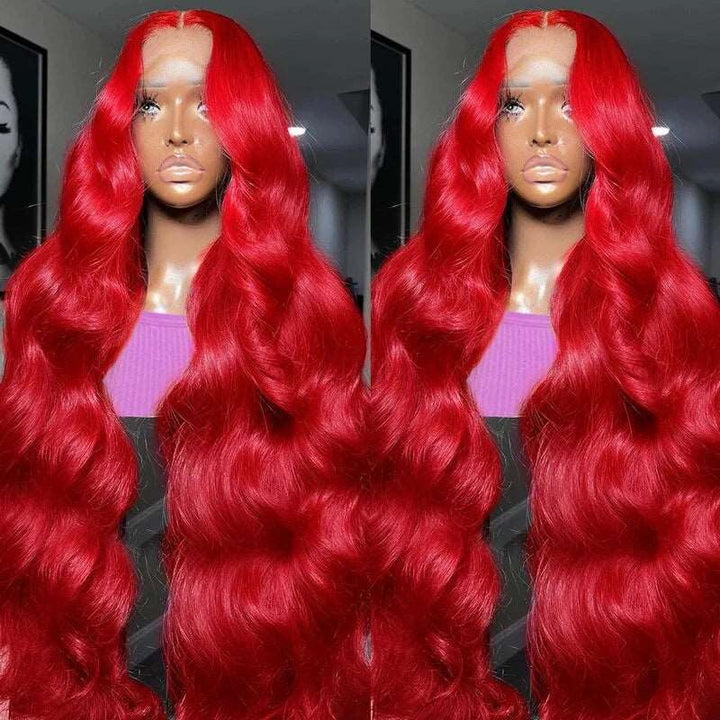 ZSFOQQ Glueless Red Hair Lace Front Wig Body Wave 13x4 HD Transparent Lace Colored Human Hair Wigs