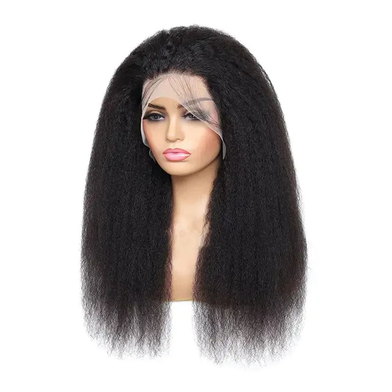 ZSFOQQ Hair 360 Kinky Straight Pre-plucked Hair SKINLIKE Real HD Lace Full Frontal Human Hair Wig