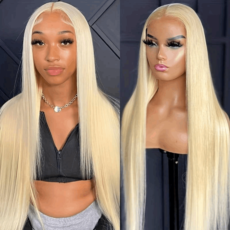 ZSFOQQ 613 Blonde Straight Lace Front Wig 13x4 HD Transparent Lace Glueless Wigs