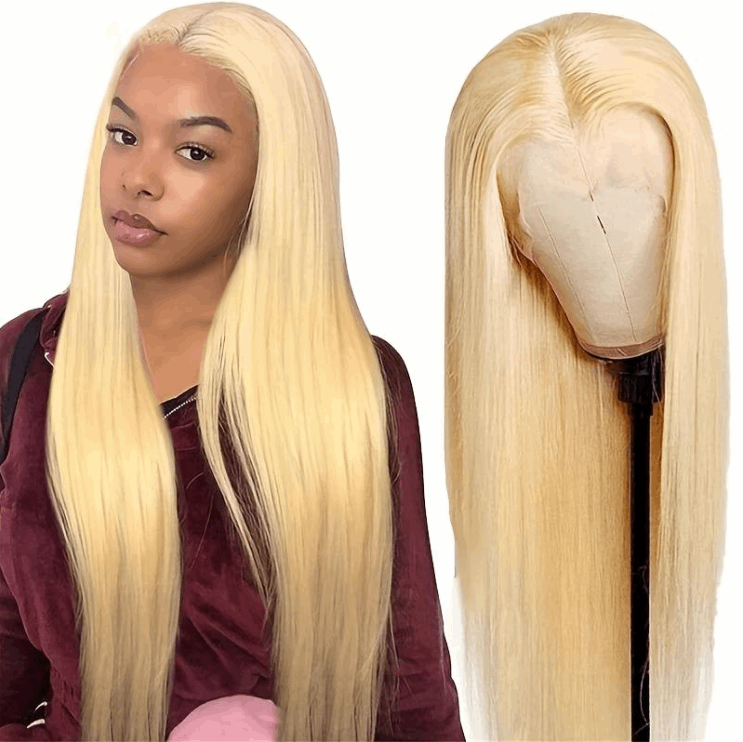 ZSFOQQ Hair Layered Butterfly Haircut 613 Blonde 13x4 Lace Front Straight Wig.