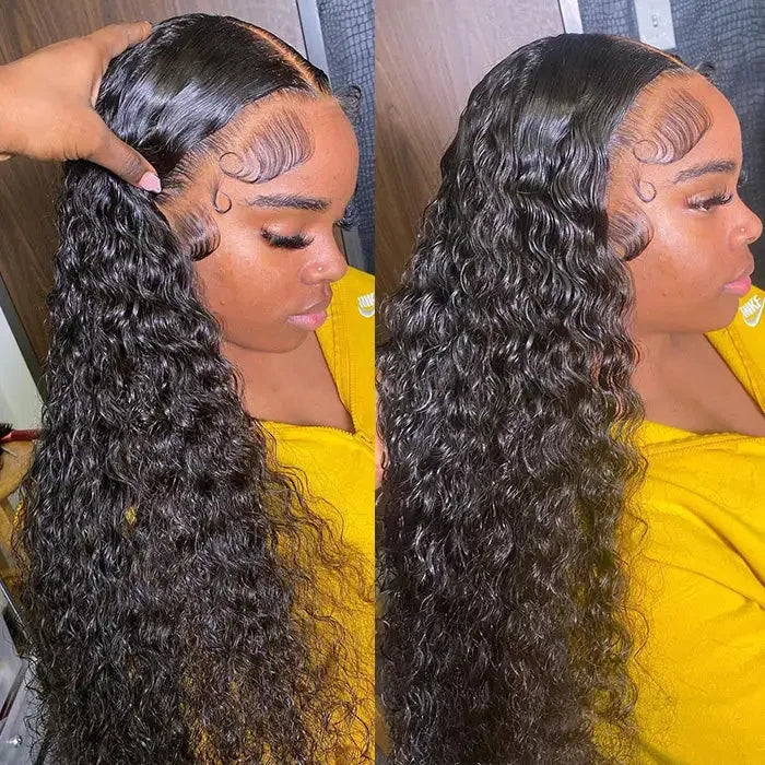 ZSFOQQ Hair Water Wave 360 HD Lace Frontal Wig Remy Hair Wet and Wavy Lace Front Wigs with Baby Hair Pre Plucked Hairline Human Hair Wig