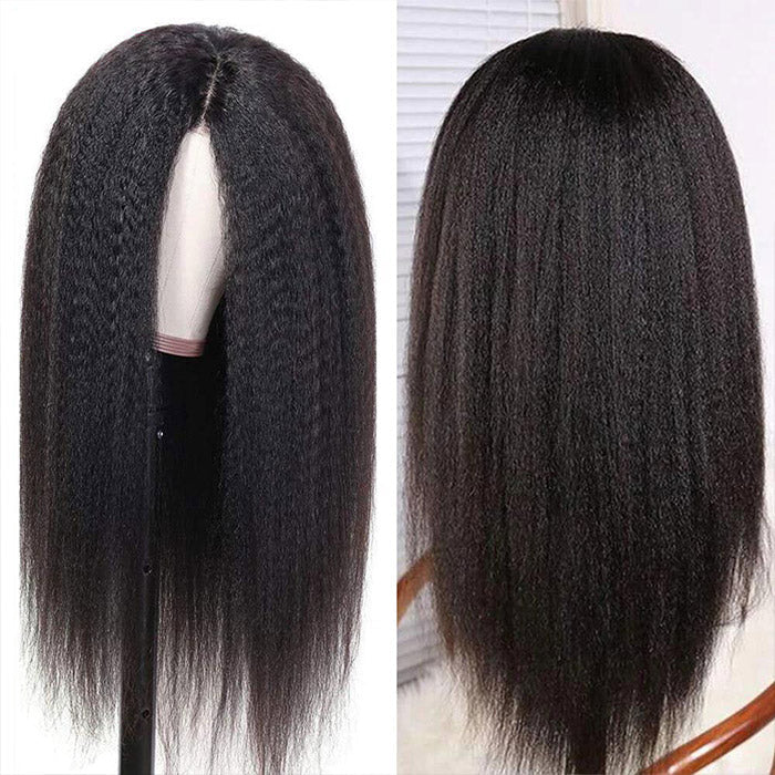 ZSFOQQ Kinky Straight Lace Wig Yaki Human Hair Wigs 13x6 HD Lace Frontal Wig