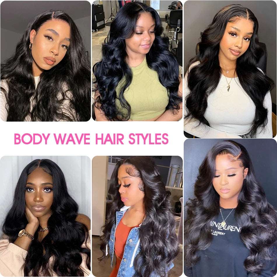 ZSFOQQ  Hair Body Wave 13*6 Transparent Lace Frontal Wig Unprocessed Human Virgin Hair Natural Black ZSFOQQ HAIR