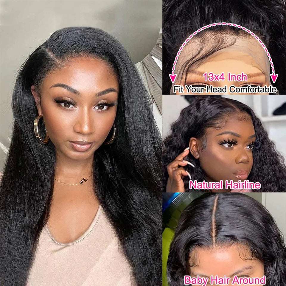 ZSFOQQ  Hair HD 13*4 Lace Frontal Wig Kinky Straight Virgin Hair Unprocessed Human Hair Natural Black ZSFOQQ HAIR