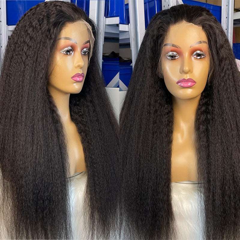 ZSFOQQ  Hair HD 13*4 Lace Frontal Wig Kinky Straight Virgin Hair Unprocessed Human Hair Natural Black ZSFOQQ HAIR