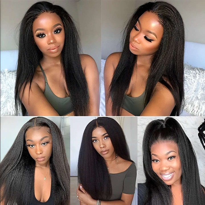 ZSFOQQ  Hair HD 13*4 Lace Frontal Wig Kinky Straight Virgin Hair Unprocessed Human Hair Natural Black ZSFOQQ HAIR