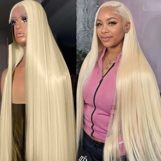 ZSFOQQ 613 Blonde Straight Hair 13x4 HD Lace Front Wig Pre Plucked Long 40 Inch Human Hair Wigs Glueless HD Lace Wig