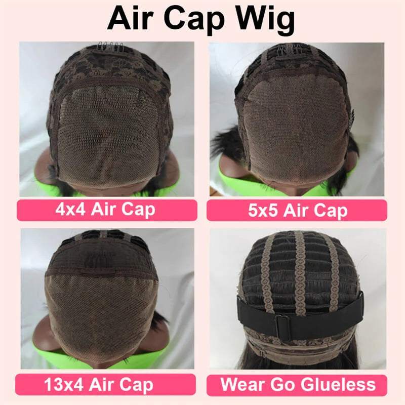 ZSFOQQ Wig Wear Go Glueless Breathable Cap Pre Bleached Knots Kinky Curly Human Hair Wig Quick Install 4x4 5x5 13x4 Pre Cut Lace Closure Wig For Women