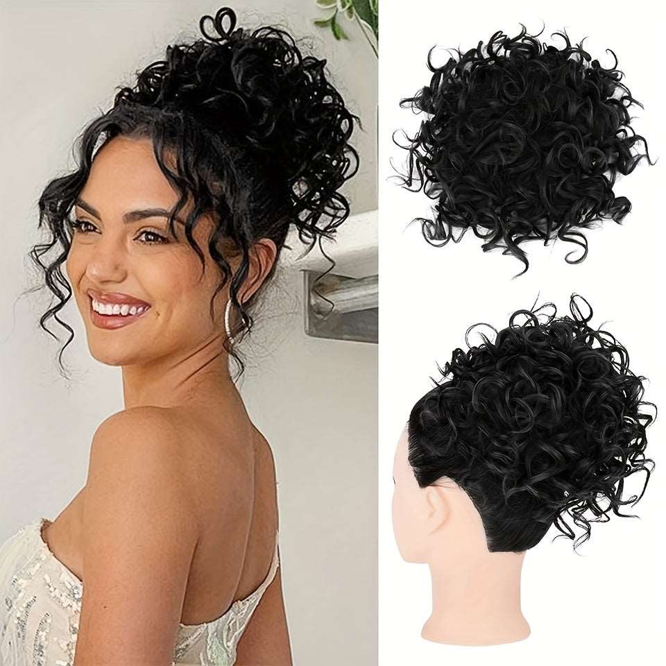 ZSFOQQ Drawstring Hair Accessories for Small Curly Hair, Fluffy and Messy Hair Bun, Elastic Mesh Drawstring Hair