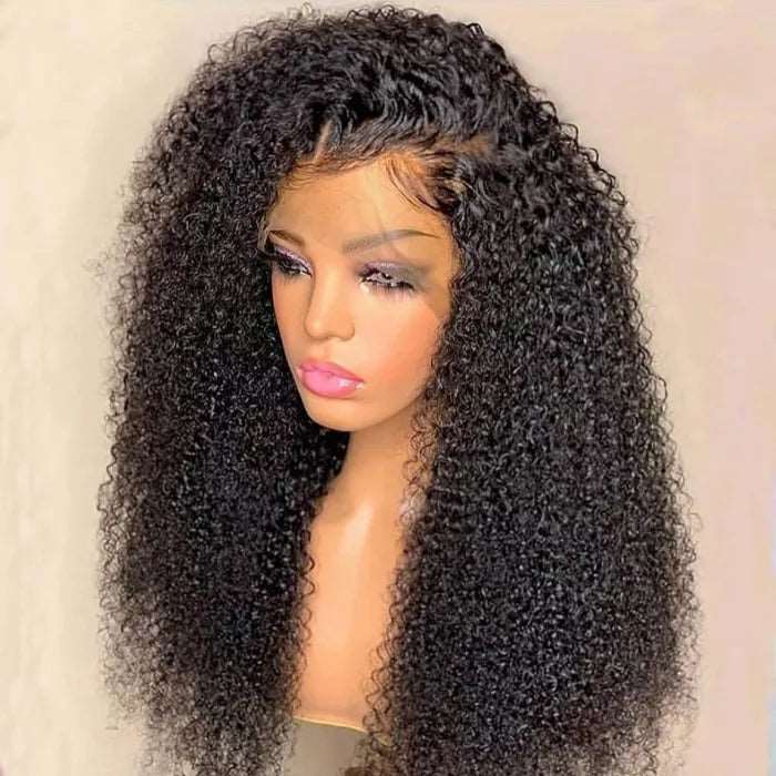 ZSFOQQ Hair HD 13*4 Lace Frontal Wig Jerry Curly Virgin Hair Unprocessed Human Hair Piece Natural Black.