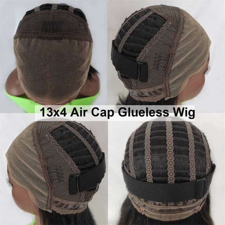 ZSFOQQ Wig Wear Go Glueless Breathable Cap Pre Bleached Knots Kinky Curly Human Hair Wig Quick Install 4x4 5x5 13x4 Pre Cut Lace Closure Wig For Women