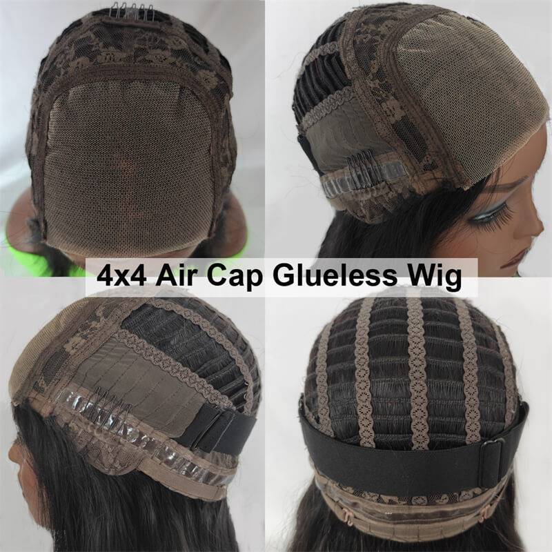 ZSFOQQ Wig Wear Go Glueless Breathable Cap Pre Bleached Knots Kinky Curly Human Hair Wig Quick Install 4x4 5x5 13x4 Pre Cut Lace Closure Wig For Women