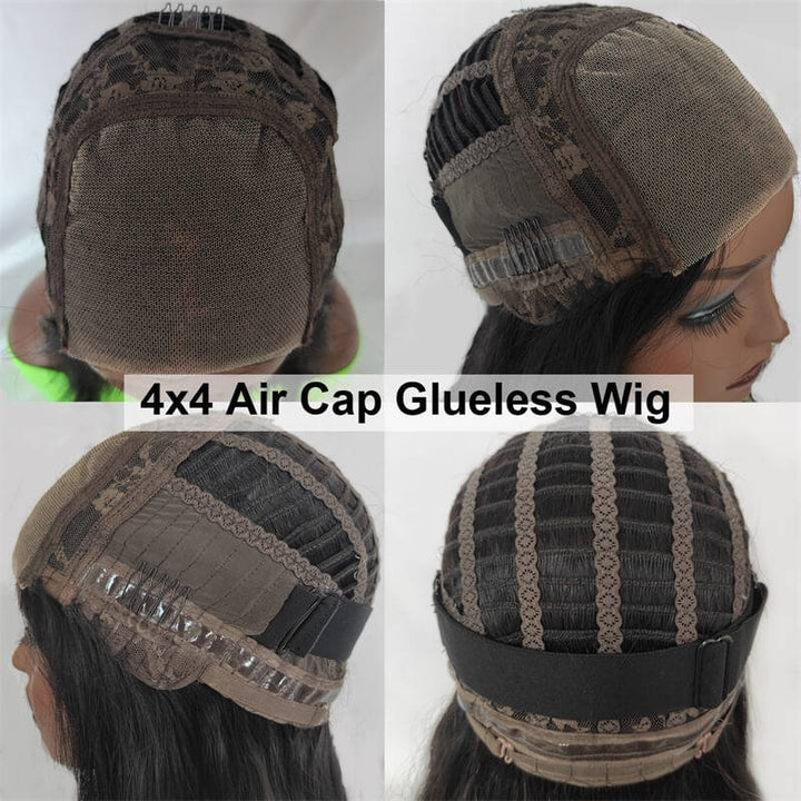 ZSFOQQ Wig Wear Go Glueless Breathable Cap Pre Bleached Knots Kinky Curly Human Hair Wig Quick Install 4x4 5x5 13x4 Pre Cut Lace Closure Wig For Women