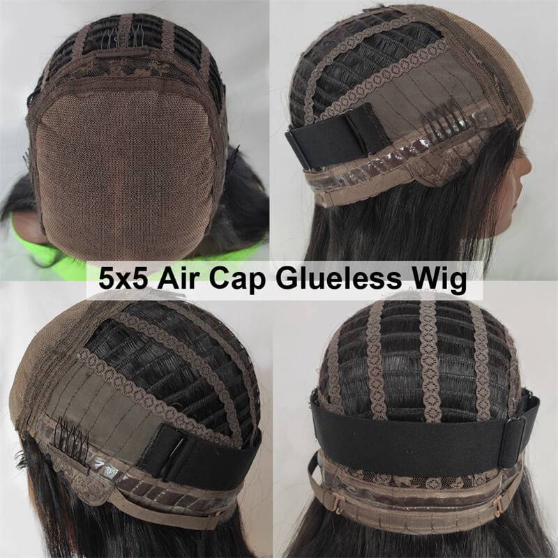 ZSFOQQ Wig Wear Go Glueless Breathable Cap Pre Bleached Knots Kinky Curly Human Hair Wig Quick Install 4x4 5x5 13x4 Pre Cut Lace Closure Wig For Women