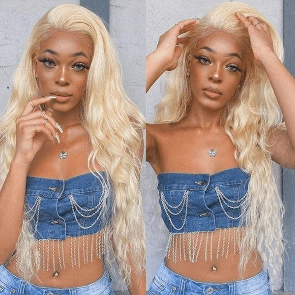 ZSFOQQ Pre Cut Lace | Upgrade Airy Cap 613 Blonde Easy Wear And Go 13X4/6X5 Body Wave/Straight HD Lace Frontal Wig